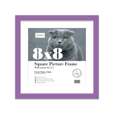 "8X8"" Purple Picture Frame - 8X8"" Square Frame With 7X7"" Mount For 8X8""/7X7"" Pictures Moderrn Style Thin Edge, 1 Pack" - image 1