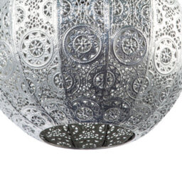 Happy Homewares Spherical Vintage Moroccan Pendant Lamp Shade In Shiny Silver Metal - thumbnail 5