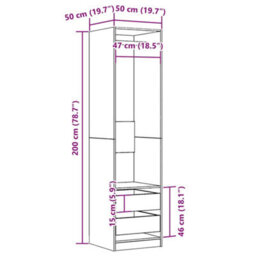 Vidaxl Wardrobe Old Wood 50X50X200 Cm Engineered Wood - thumbnail 3
