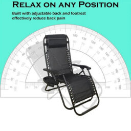 Zero Gravity Chairs Set Of 2, Grey Reclining Sun Loungers For Garden, Textilene Folding Garden Chairs, Removable Headrest - thumbnail 4