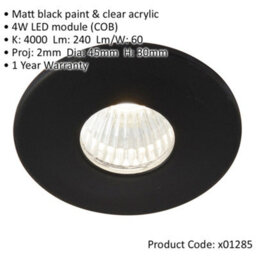 Mini Recessed Downlight Fixture - 4W Cool White Cob Led Driver - Matt Black - thumbnail 2