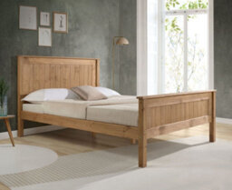 Save On Goods UK 3Ft Single Waxed Pine,wood,wooden High Foot End,solid Panel Bed Frame.shaker Style - thumbnail 1