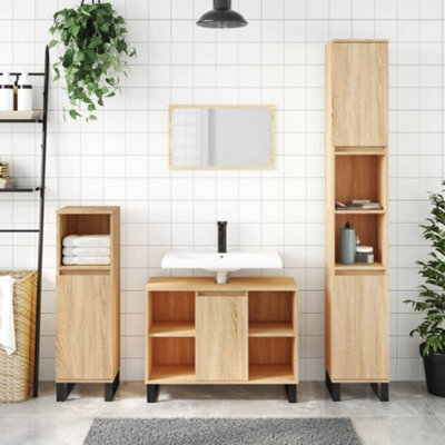 Berkfield Bathroom Cabinet Sonoma Oak 80X33X60 Cm Engineered Wood - image 1