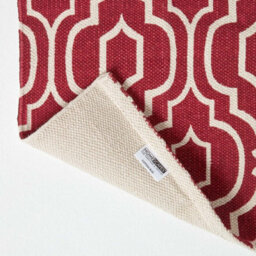 Homescapes Riga Red And White 100% Cotton Printed Patterned Rug, 66 X 200 Cm - thumbnail 5