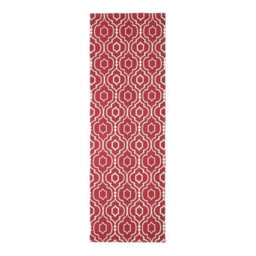 Homescapes Riga Red And White 100% Cotton Printed Patterned Rug, 66 X 200 Cm - thumbnail 2