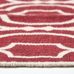 Homescapes Riga Red And White 100% Cotton Printed Patterned Rug, 66 X 200 Cm - thumbnail 4