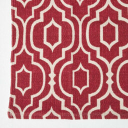 Homescapes Riga Red And White 100% Cotton Printed Patterned Rug, 66 X 200 Cm - thumbnail 3