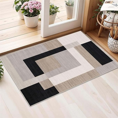 Oxford Homeware Printed Rug, Non-Slip Pet Friendly, Area Rugs And Floor Rug, (Milo Neutral, 40X60Cm)