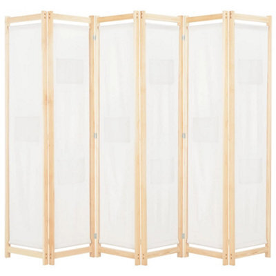 Berkfield 6-Panel Room Divider Cream 240X170X4 Cm Fabric - image 1
