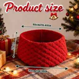 Amorly Red Faux Fur Christmas Tree Collar, Soft Plush Large Ring For Artificial Trees, Boho Style Holiday Home Christmas Decor - thumbnail 3