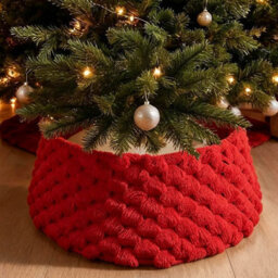 Amorly Red Faux Fur Christmas Tree Collar, Soft Plush Large Ring For Artificial Trees, Boho Style Holiday Home Christmas Decor - thumbnail 2