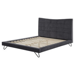 Beliani Bed Velvet Lannion 160 X 200 Cm (Eu King Size) Dark Grey - thumbnail 6