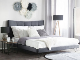 Beliani Bed Velvet Lannion 160 X 200 Cm (Eu King Size) Dark Grey - thumbnail 2