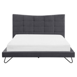 Beliani Bed Velvet Lannion 160 X 200 Cm (Eu King Size) Dark Grey - thumbnail 4