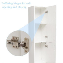 Bathroom High Tier Cabinet Storage Cupboard Tall Furniture  Unit White 4 Gloss - thumbnail 5