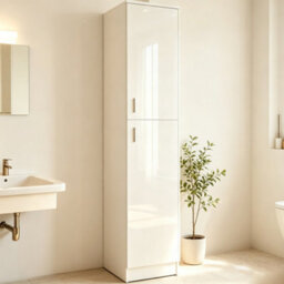 Bathroom High Tier Cabinet Storage Cupboard Tall Furniture  Unit White 4 Gloss - thumbnail 6