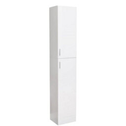 Bathroom High Tier Cabinet Storage Cupboard Tall Furniture  Unit White 4 Gloss - thumbnail 4