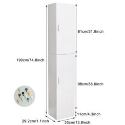 Bathroom High Tier Cabinet Storage Cupboard Tall Furniture  Unit White 4 Gloss - thumbnail 2