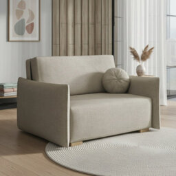 Living Room Sofa Bed Viva Glov Ii With Sleeping Function Storage Chipboard Polyurethane Foam 134X98X85Cm Beige - thumbnail 1