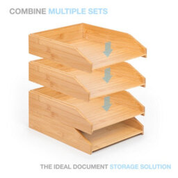 EHC Woodluv Letter Tray Desk Organiser, Document Tray, Document Storage A4 Filing Paper Organiser Desk Tidy, Stackable - thumbnail 7