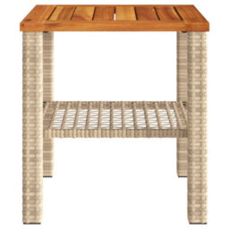 Berkfield Garden Table Beige 40X40X42 Cm Poly Rattan Acacia Wood - thumbnail 4