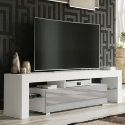 Creative Furniture Aria Tv Unit 160Cm - White & Grey Gloss Doors - thumbnail 1