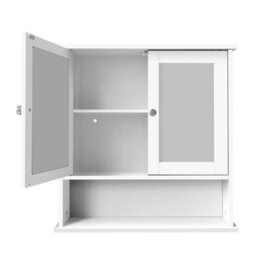 Bathroom Wall Cabinet Storage Cupboard With Mirror Wooden Shelves White - thumbnail 6