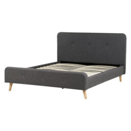 Beliani Bed Fabric Rennes Ii 160 X 200 Cm (Eu King Size) Dark Grey - thumbnail 4