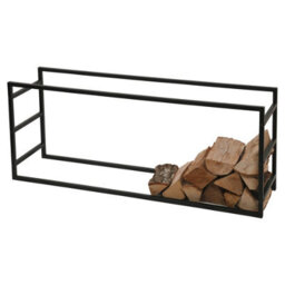 Urbn-Living Urbnliving 100Cm Width Large Horizontal Black Firewood Log Rack Storage Shelf Heavy Duty Steel Metal Holder Outdoor Store - thumbnail 3