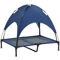 Pawhut 92Cm Elevated Dog Bed Cooling Raised Pet Cot Uv Protection Canopy Blue - thumbnail 2