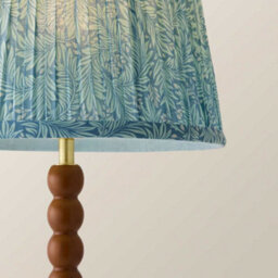Valuelights Bobbin Leaf Printed Pleated Shade Walnut Bobble Table Lamp With Bulb - thumbnail 4