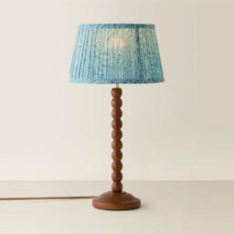 Valuelights Bobbin Leaf Printed Pleated Shade Walnut Bobble Table Lamp With Bulb - thumbnail 3