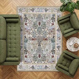 Decoranddecor Area Rugs, Living Room Rugs, Washable Rugs, 160X230Cm, Non-Slip, Pet Friendly, Low Pile, Persian Rug - Thalia - thumbnail 1