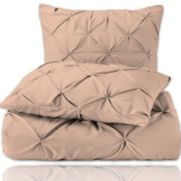 TheWhiteWater Limited Pintuck Duvet Cover Set + Matching Pillowcases, Hand Stitches Quilt Bedding Set - Latte Beige - thumbnail 4