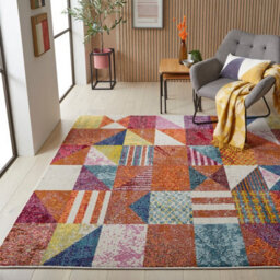 Multi Easy To Clean Geometric Modern Rug For Dining Room-80 X 240Cmcm (Runner) - thumbnail 1