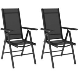 Wyld Haus Costare Set Of 2 Aluminium Black Folding Garden Dining Chairs With Breathable Mesh - thumbnail 2