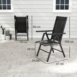 Wyld Haus Costare Set Of 2 Aluminium Black Folding Garden Dining Chairs With Breathable Mesh - thumbnail 3