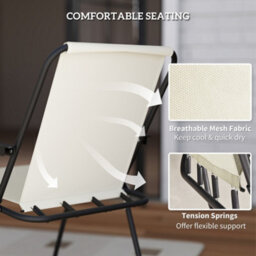 Outsunny 6 Pieces Garden Furniture Set With Parasol, Folding Chairs, Cream - thumbnail 6