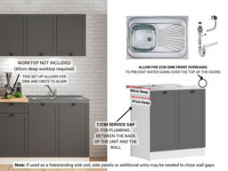 Impact Furniture Kitchen Cabinets Units 7 Cupboards With Sink Fitted Set Shaker Dark Grey Sit On Sink Diy Furniture 2.4M Kitchenette Junona - thumbnail 4