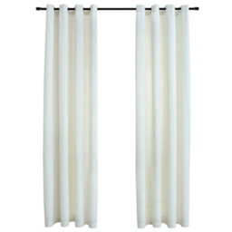 Berkfield Elegant Blackout Curtains With Rings 2 Pcs Velvet Cream 140X245 Cm