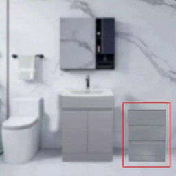 D Pro T Bathrooms Modern Handleless High Gloss Light Grey Bathroom Storage Cabinet With 3 Soft-Close Drawers - Durable, Space-Saving Design