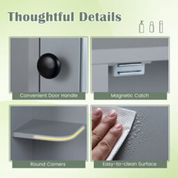 Gainoom Bathroom Wall Cabinet Grey With Mirror Modern Wall Mounted Medicine Cabinet W/3 Internal Shelves - thumbnail 7