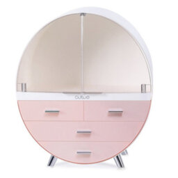 Darphe Round Pink Round Dustproof Makeup Organizer With Double Doors And 4 Drawers - thumbnail 1