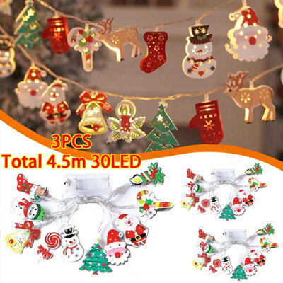 CLEFFNS 3Pcs Christmas Snowman Snowflake String Lights 15Ft 30 Led Battery Operated Holiday Party Festive Decor Creates Warm Ambiance - image 1