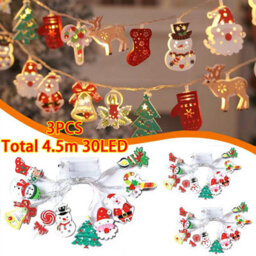 CLEFFNS 3Pcs Christmas Snowman Snowflake String Lights 15Ft 30 Led Battery Operated Holiday Party Festive Decor Creates Warm Ambiance - thumbnail 1