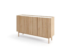 Arte Boho Contemporary Sideboard Cabinet 3 Hinged Doors 3 Shelves Oak Riviera & White Marble Effect (H)830mm (W)1440mm (D)370mm - thumbnail 1