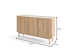 Arte Boho Contemporary Sideboard Cabinet 3 Hinged Doors 3 Shelves Oak Riviera & White Marble Effect (H)830mm (W)1440mm (D)370mm - thumbnail 2