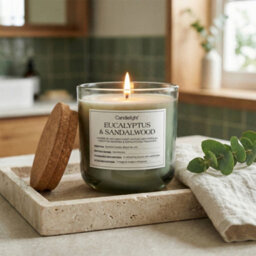 Candlelight Green Cork Lid Eucalyptus & Sandalwood Small Jar Candle