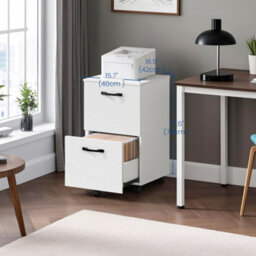 Ledrem File Cabinet For Home Office, Filing Cabinet With 2 Drawers, Rolling Printer Stand With Hanging Rail For A4 - thumbnail 2