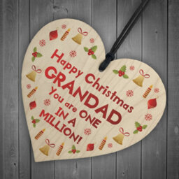 Red Ocean Happy Christmas Grandad Wood Heart Tree Decoration Bauble Gift For Grandfather - thumbnail 6